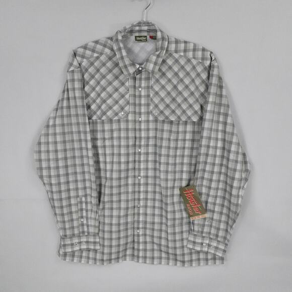 Howler Bros Shirt Mens XL Grey Pescador Tyson Plaid Zeppelin Western Pearl Snap - Picture 1 of 16
